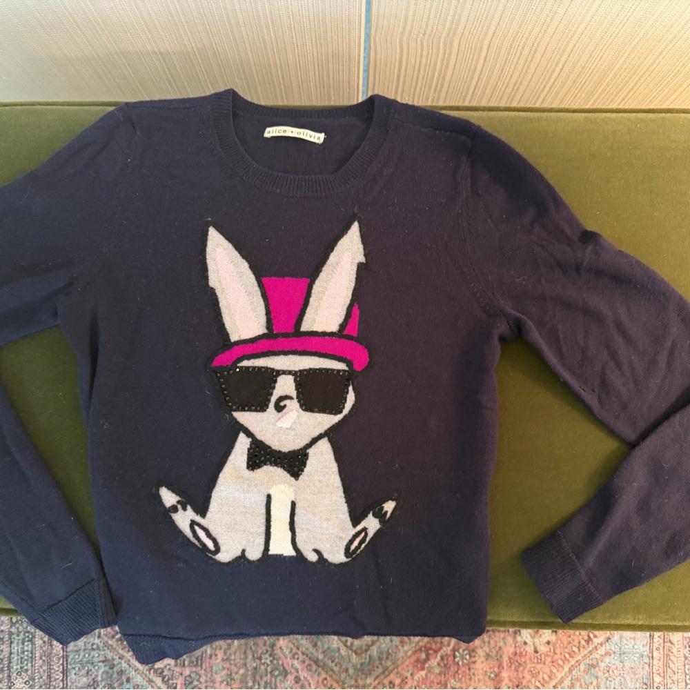 Alice + Olivia Deep Purlpe/Navy Dog Sweater